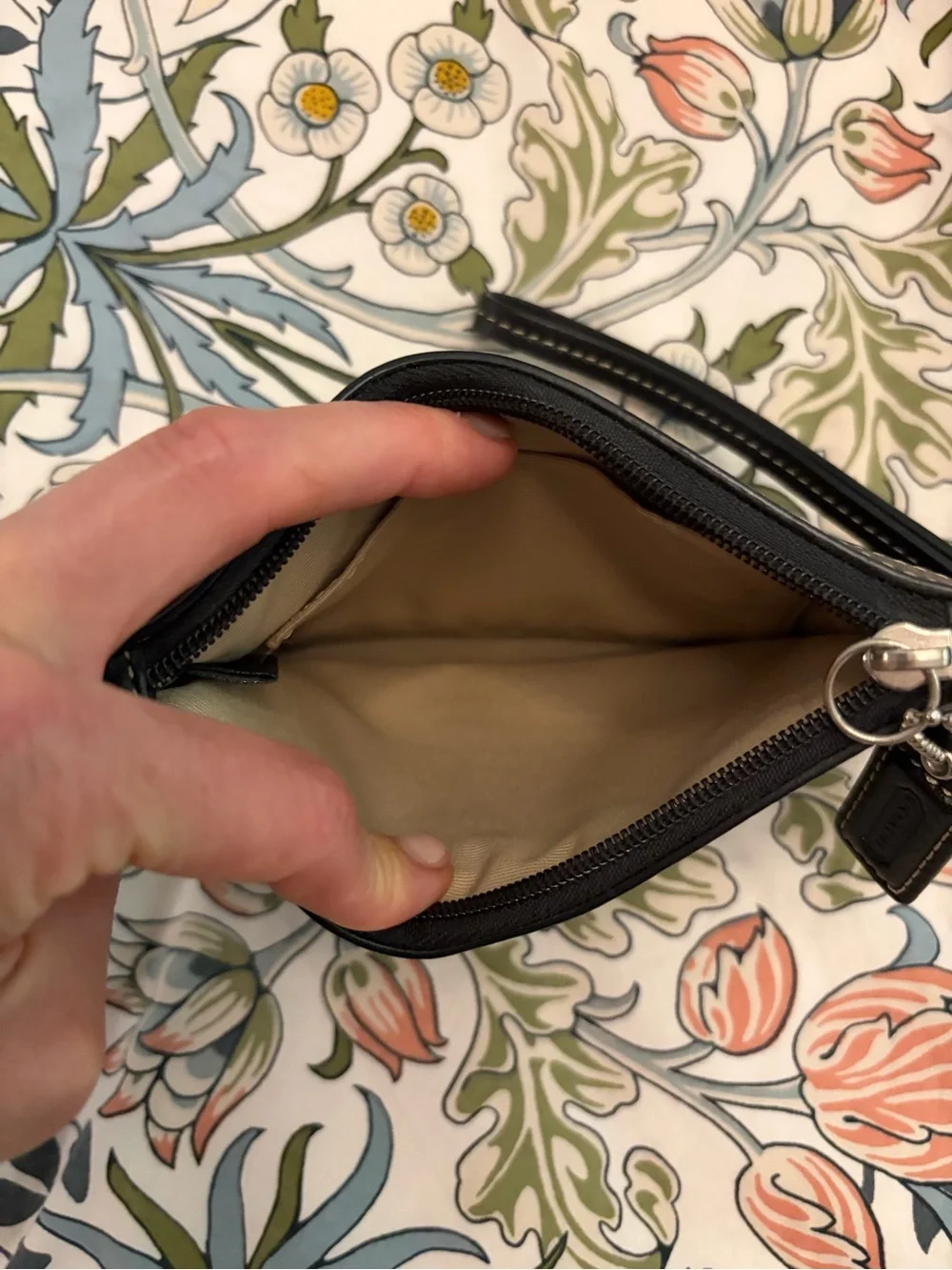 Coach Black Leather Pleated Wristlet Clutch